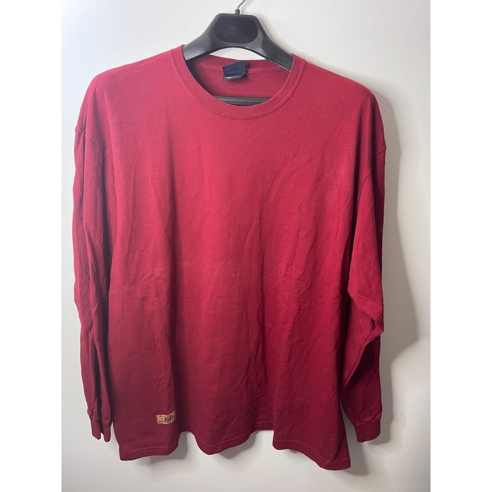 Route 66 Mens Long Sleeve T-Shirt XL Burgundy Red Cotton Made in USA Basic Tee